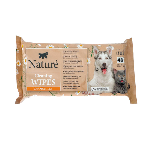 SALVIETTE ALLA CAMOMILLA PER CANI E GATTI NATURÉ  (X40)