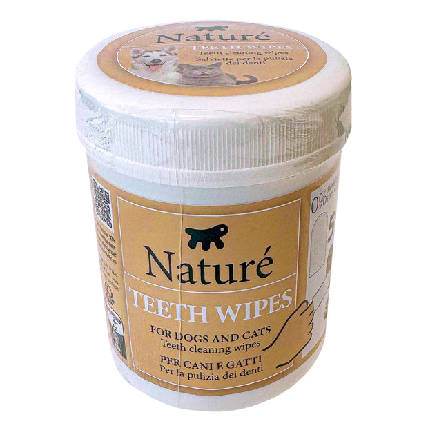 SALVIETTE MONOUSO  DA DITO PER LA PULIZIA DEI  DENTI DI CANI E GATTI  NATURÉ  (x50)