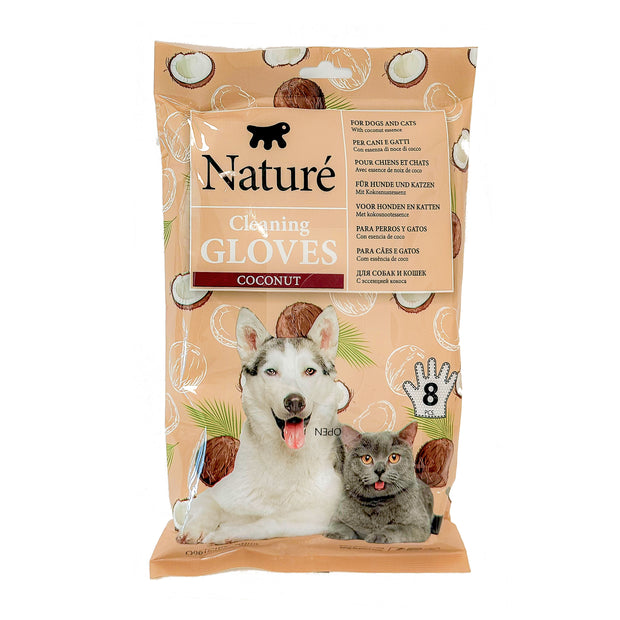 GUANTI DETERGENTI AL COCCO PER CANI E GATTI NATURÉ (X8)