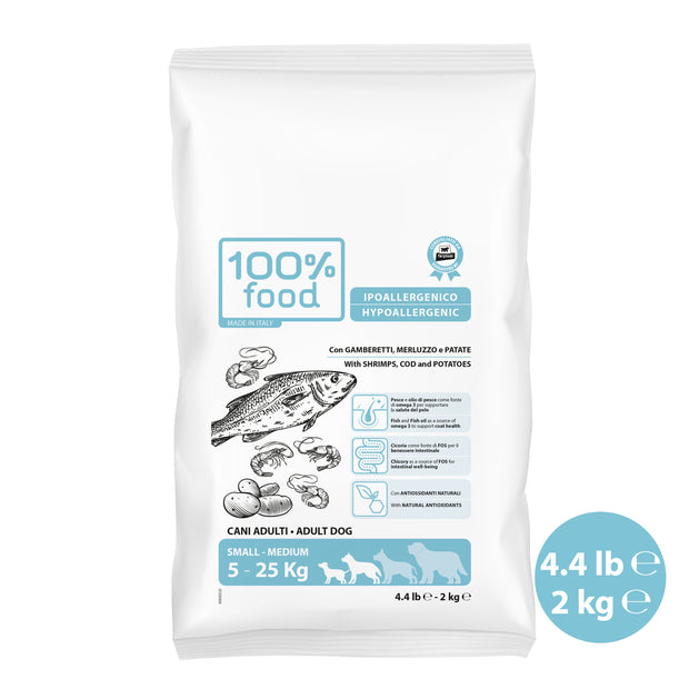 Crocchette per cani adulti Small & Medium – Merluzzo, Gamberetti e Patate – 2 kg