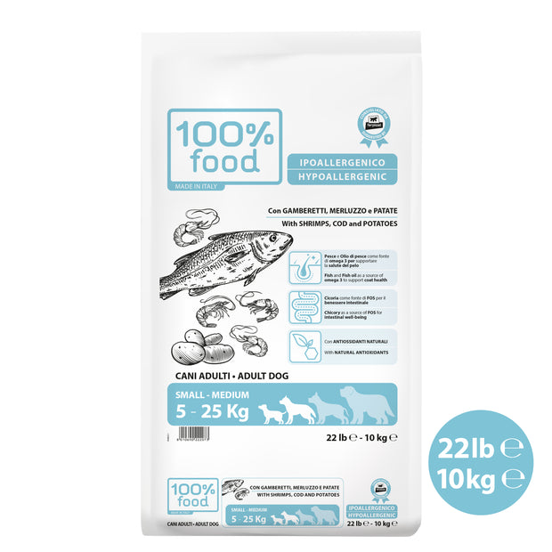 Crocchette per cani adulti Small & Medium – Merluzzo, Gamberetti e Patate – 10 kg