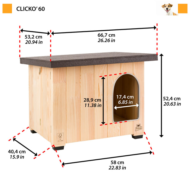 CLICKO cuccia in legno per cani