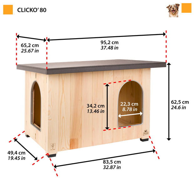 CLICKO cuccia in legno per cani
