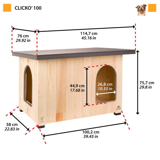 CLICKO cuccia in legno per cani