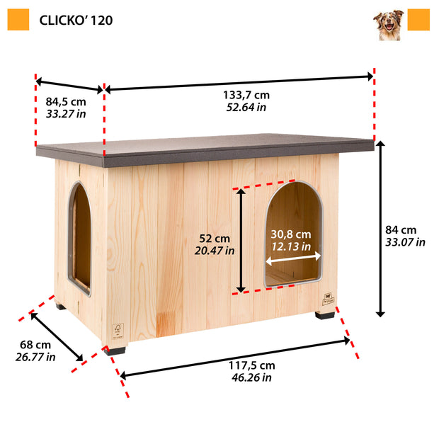 CLICKO cuccia in legno per cani