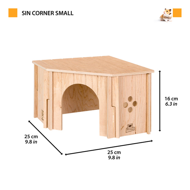 SIN CORNER Casetta in legno angolare per piccoli animali