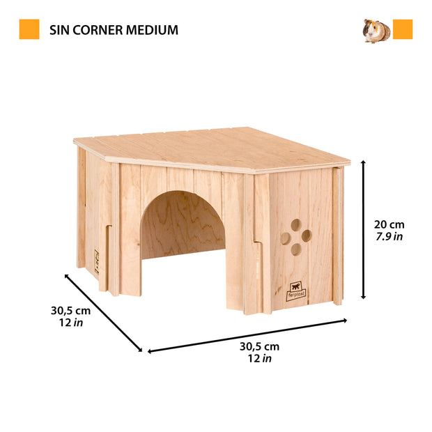 SIN CORNER Casetta in legno angolare per piccoli animali