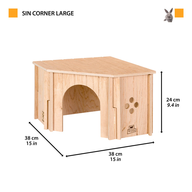 SIN CORNER Casetta in legno angolare per piccoli animali