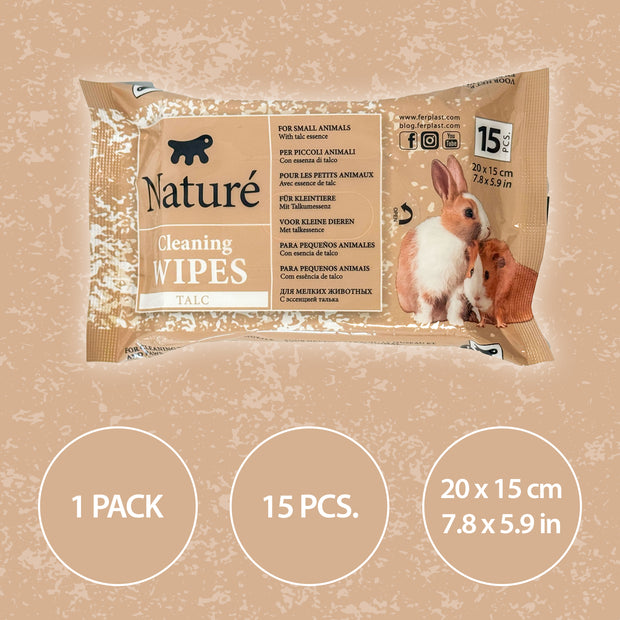 SALVIETTE AL TALCO PER PICCOLI ANIMALI NATURÉ (X15)