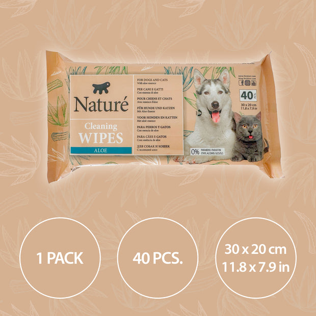 SALVIETTE ALL’ALOE VERA PER CANI E GATTI  NATURÉ  (X40)