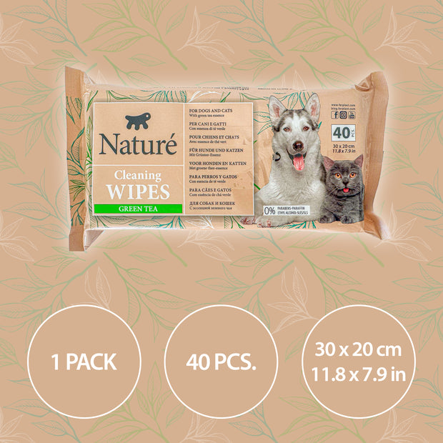 SALVIETTE AL TÈ VERDE PER CANI E GATTI NATURÉ (X40)