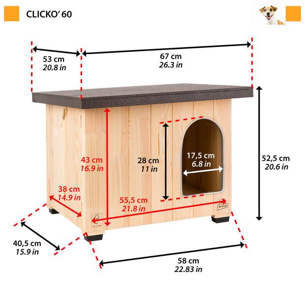 CLICKO cuccia in legno per cani
