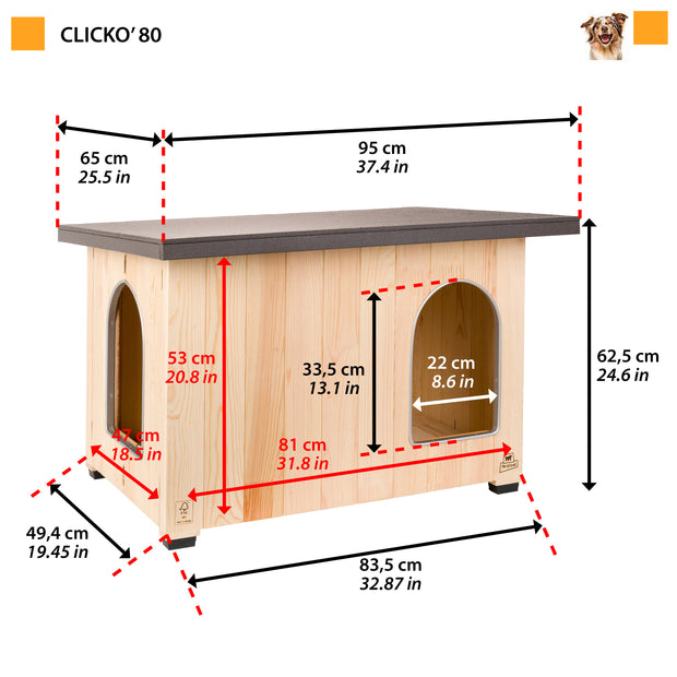 CLICKO cuccia in legno per cani