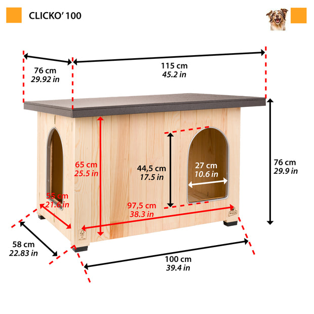 CLICKO cuccia in legno per cani
