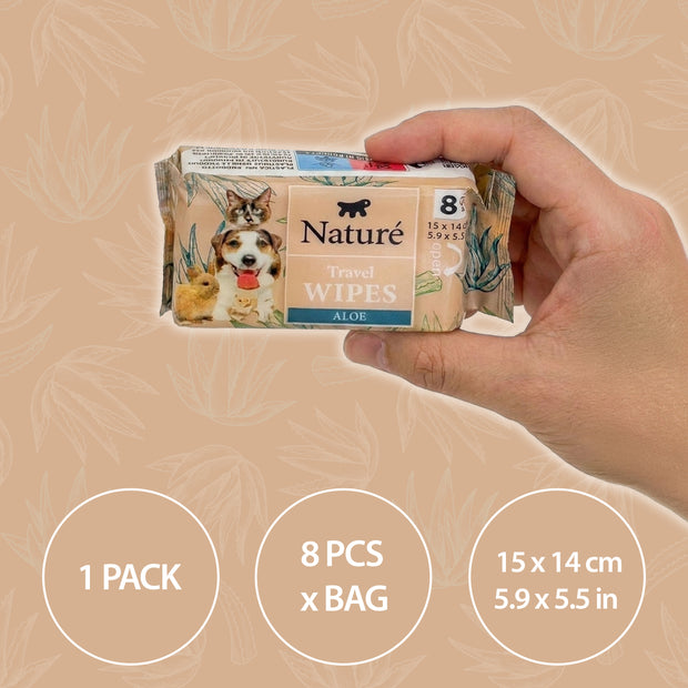 SALVIETTINE TASCABILI PER CANI E GATTI NATURÉ (x8)