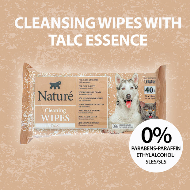 SALVIETTE AL TALCO PER CANI E GATTI NATURÉ (X40)
