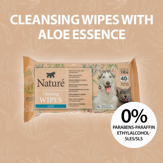 SALVIETTE ALL’ALOE VERA PER CANI E GATTI  NATURÉ  (X40)