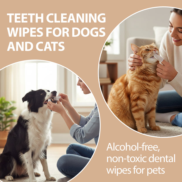 SALVIETTE MONOUSO DA DITO PER LA PULIZIA DEI DENTI DI CANI E GATTI NATURÉ (x50)