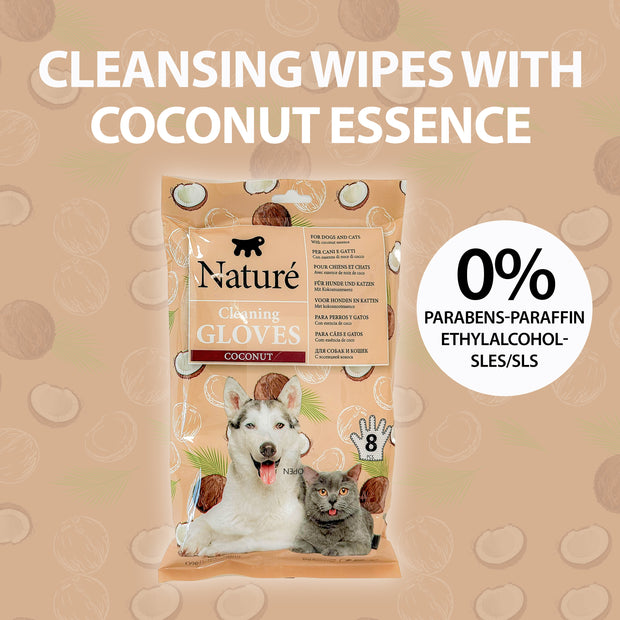 GUANTI DETERGENTI AL COCCO PER CANI E GATTI NATURÉ  (X8)