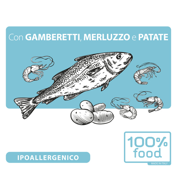 Crocchette per cani adulti Small & Medium – Merluzzo, Gamberetti e Patate – 2 kg