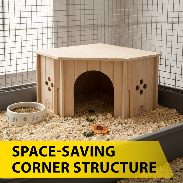 SIN CORNER Casetta in legno angolare per piccoli animali