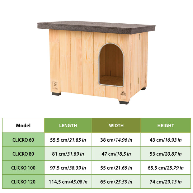 CLICKO cuccia in legno per cani